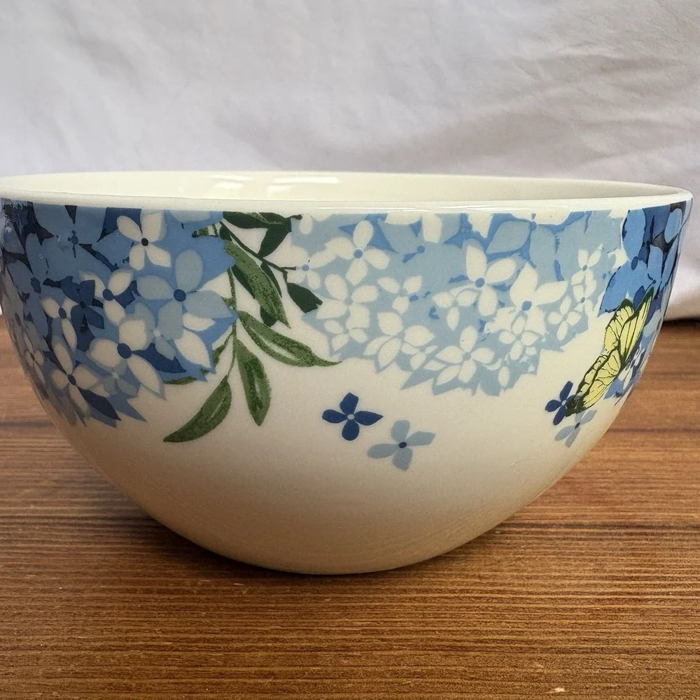 Royal Norfolk Blue Hydrangea Butterfly Floral Bowls Set of 4 Ceramic 5.5